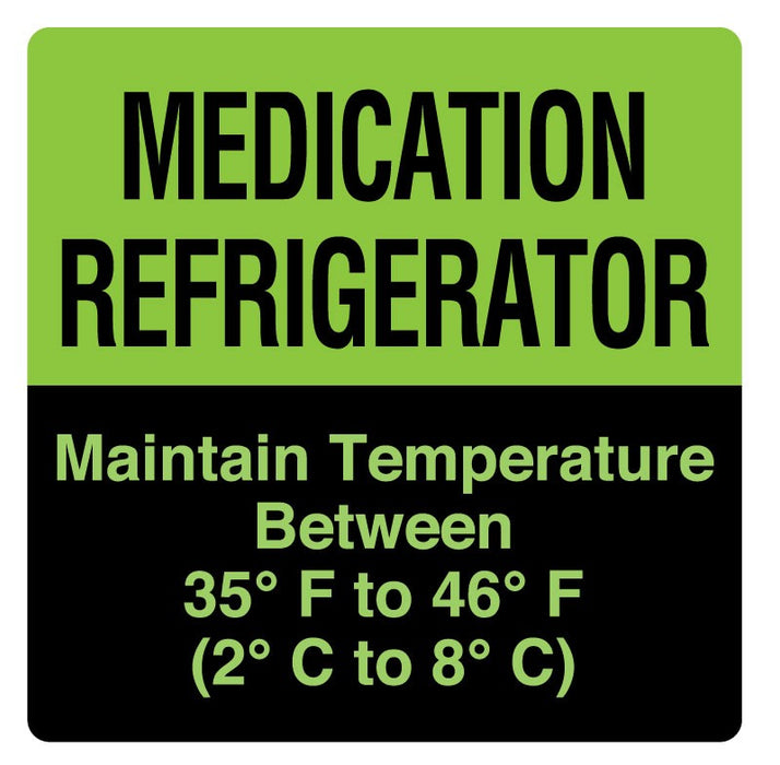 Medical Labels - MEDICATION REFRIGERATOR, 4-1/2" X 4-1/2"