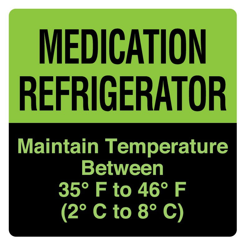 Medical Labels - MEDICATION REFRIGERATOR, 4-1/2" X 4-1/2"