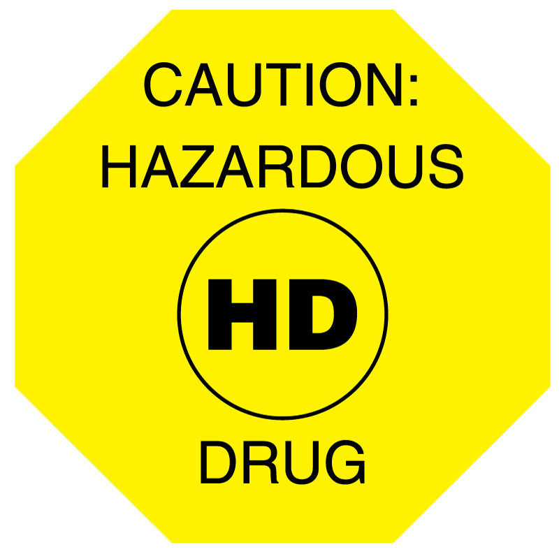 Medical Labels - HD HAZARDOUS DRUG CAUTION, 1-1/2" x 1-1/2"