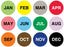 Medical Labels - Inventory Month Kit, 12 Month Rolls, 500/Roll, 1" Rnd