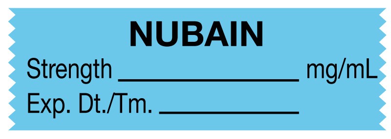 Medical Labels - Anesthesia Tape, Nubain mg/mL, 1-1/2" x 1/2"