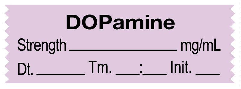 Medical Labels - Anesthesia Tape, Dopamine mg/mL, Date Time Initial, 1-1/2" x 1/2"