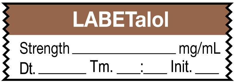 Medical Labels - Anesthesia Tape, Labetalol mg/mL, Date Time Initial, 1-1/2" x 1/2"