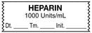 Medical Labels - Anesthesia Tape, HEPARIN 1000 Units/mL