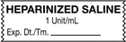 Medical Labels - Anesthesia Tape, Heparinized Saline 1 Unit/mL , 1-1/2" x 1/2"