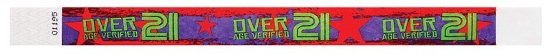 Medical Labels - TYVEK Wristband - OVER 21,10"x 3/4"
