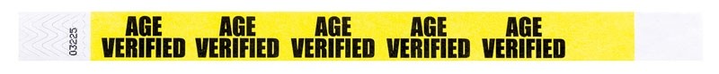 Medical Labels - TYVEK Wristband - AGE VERIFIED,10"x 3/4"