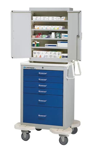 Lakeside Manufacturing - Anesthesia Hybrid Cart Steel, Aluminum Drawer 25 X 32 X 47-1/4 Inch Solid Red 1 Drawer, 9 Inch / 2 Drawers, 6 Inch / 3 Drawers, 3 Inch - P-630-P-1B