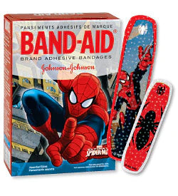 Band-Aid - Adhesive Strip 5/8 X 2-1/4 Inch / 3/4 X 3 Inch Plastic Rectangle / Spot Kid Design (Spider-Man) Sterile - 10381371162830