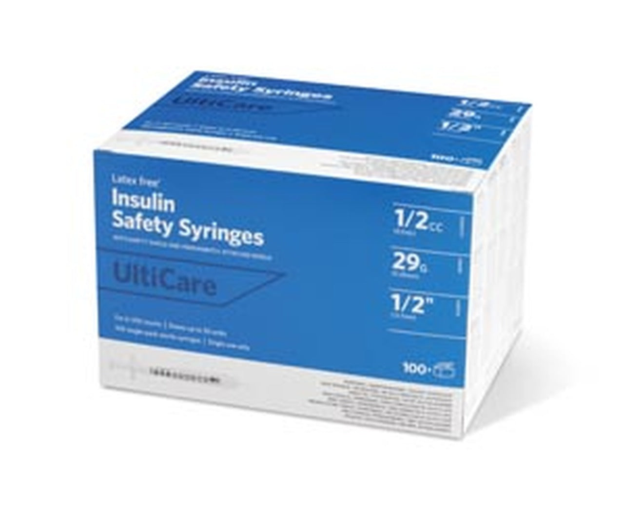UltiCare - Insulin Syringe with Needle 0.5 mL 29 Gauge 1/2 Inch Regular Wall Sliding Safety Needle - 03259