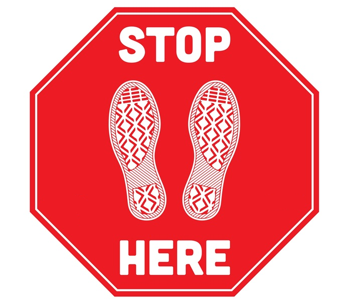 BeSafe Messaging Commercial Floor Decals - Red & White, 12" x 12"	, Pack of 6 