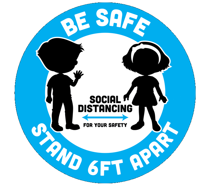 BeSafe Messaging Education Floor Decals - Blue & White, 12" x 12", 6 Per pack